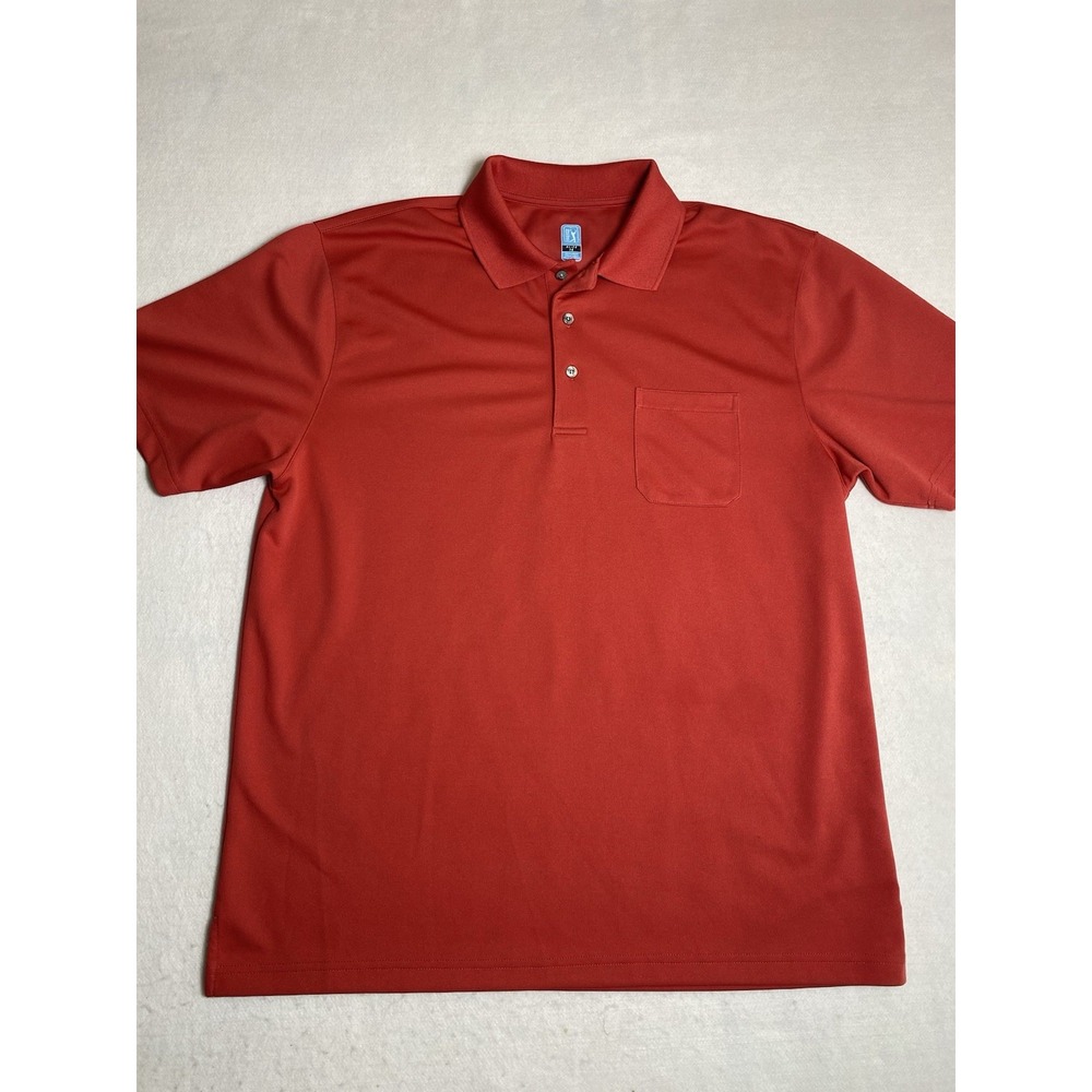 PGA Tour Mens Polo Shirt XL Red Short Sleeve Airflux Golf Pique Performance